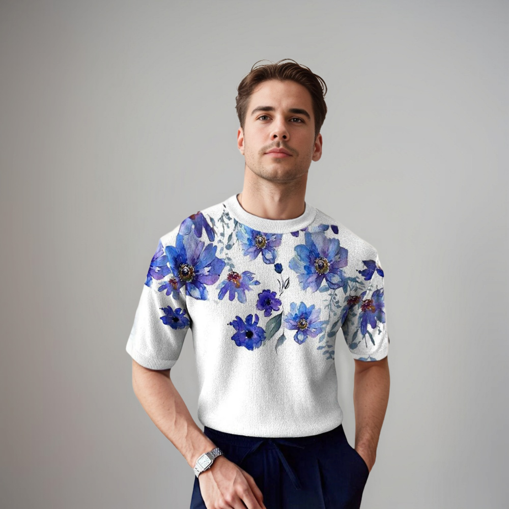 Herren Kurzarmshirt Floral Sommer
