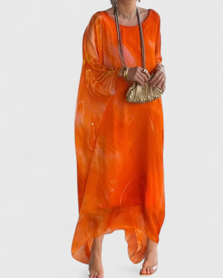 Damen Maxikleid Fledermausärmel Locker Geschnitten