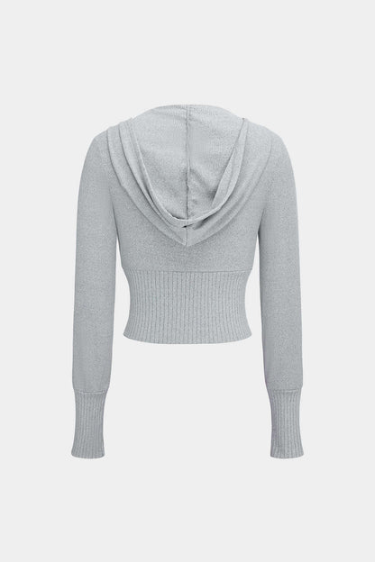 Kuscheliges Strick-Zweiteiler-Set Hoodie Weite Hose Damen