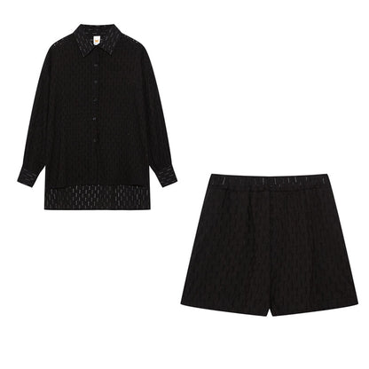 Baumwoll Zweiteiler Damen Oversize Bluse Shorts Leicht