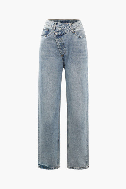 Damenjeans Asymmetrischer Bund Trendy Frauenjeans - BerlinGlamour