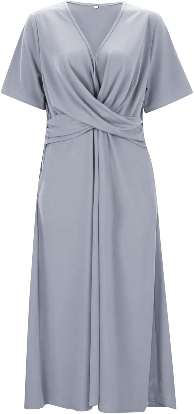 Moderne Frauen Midikleid Crossover Schnitt