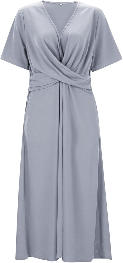 Moderne Frauen Midikleid Crossover Schnitt