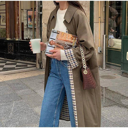 Damen Trenchcoat Lang Wasserfest Kariert Wintermantel - BerlinGlamour