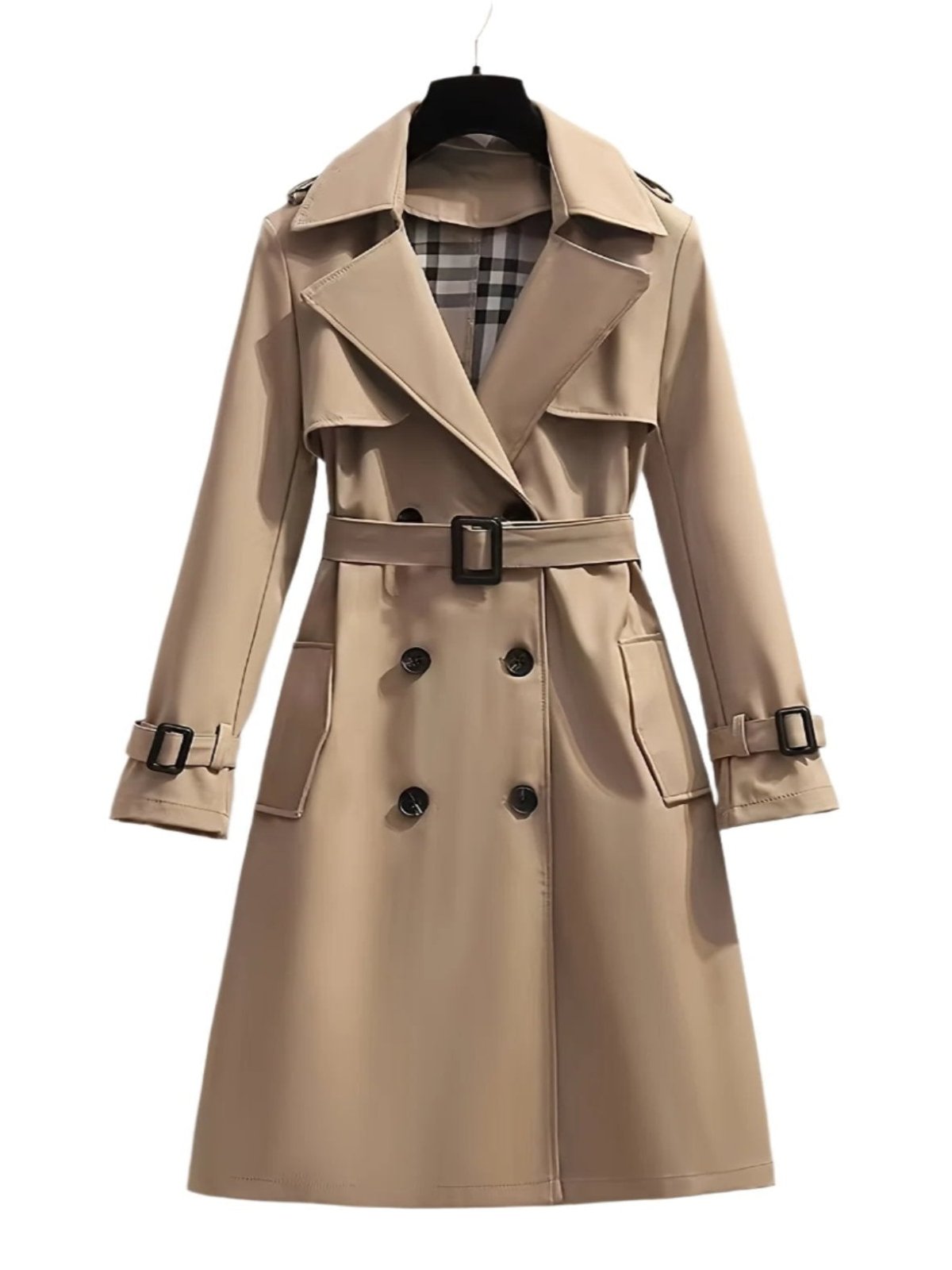 Damen Trenchcoat Doppelreihig Mit Gürtel Modern