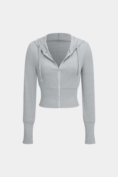Kuscheliges Strick-Zweiteiler-Set Hoodie Weite Hose Damen