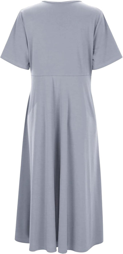 Moderne Frauen Midikleid Crossover Schnitt