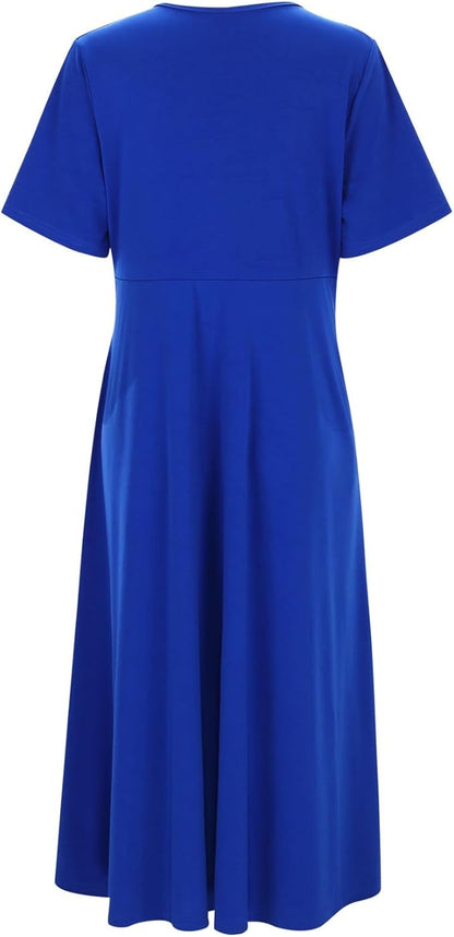 Moderne Frauen Midikleid Crossover Schnitt