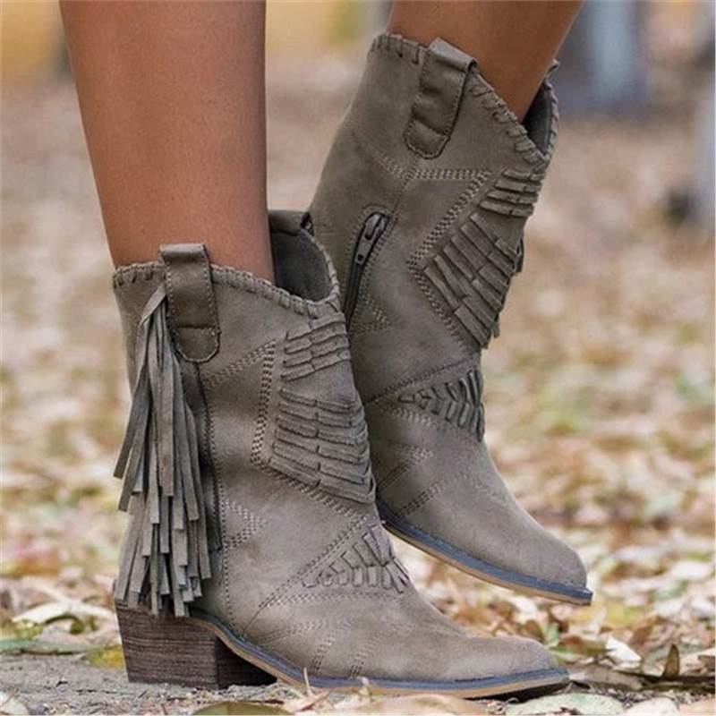 Damen Stiefel Fransen Schuh Heidi Chic