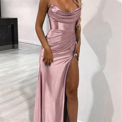Elegantes Maxikleid Damen Asymmetrisch Raffiniert Lang