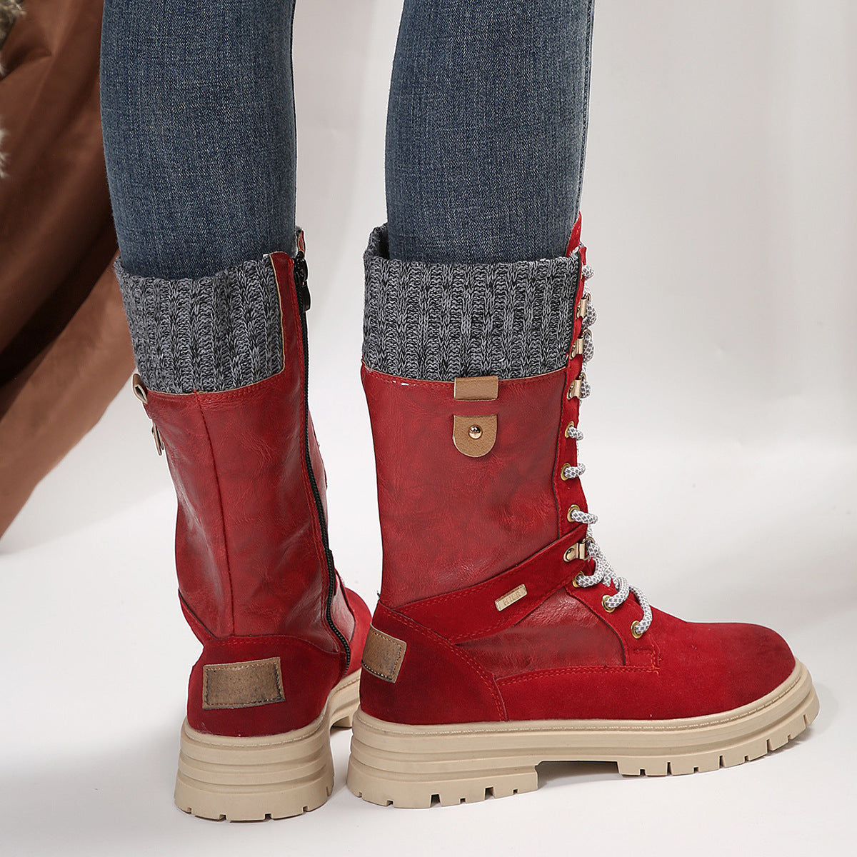 Damen Winterstiefel Elegante Hohe Schnee Stiefel Schwarz