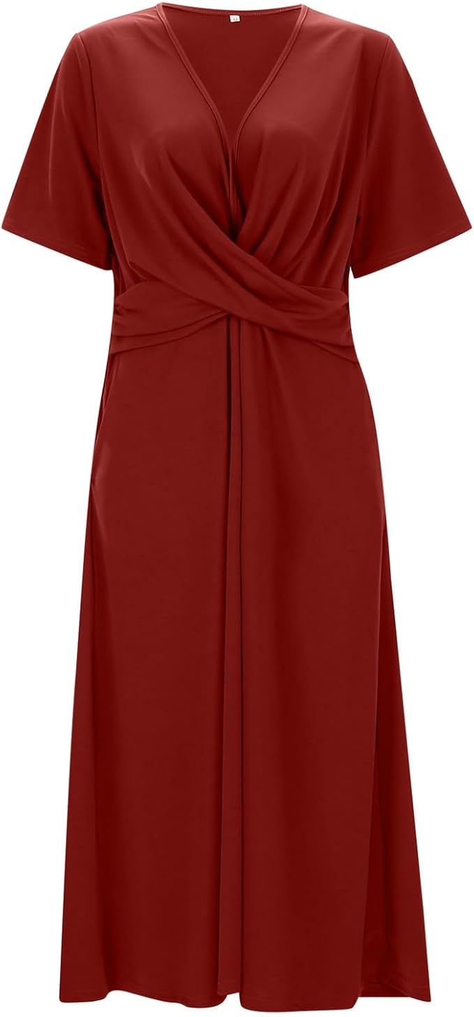 Moderne Frauen Midikleid Crossover Schnitt