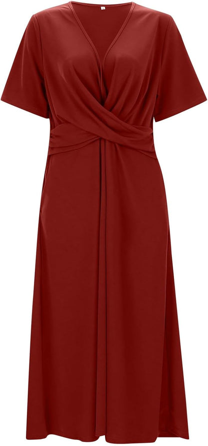 Moderne Frauen Midikleid Crossover Schnitt