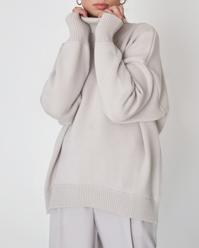 Damen Oversize Pullover Lässig High Neck Groß