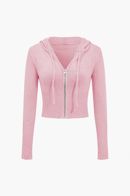 Strick-Set mit Kapuzenjacke und Schlaghose Warm