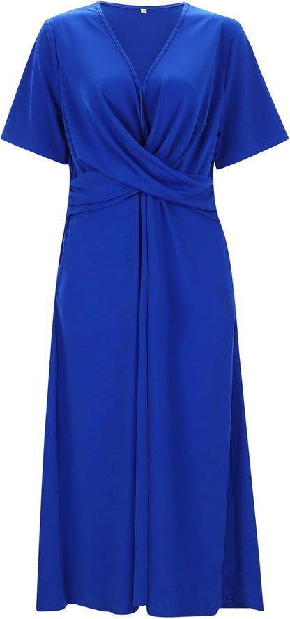 Moderne Frauen Midikleid Crossover Schnitt