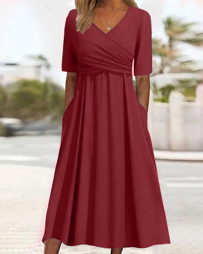 Moderne Frauen Midikleid Crossover Schnitt