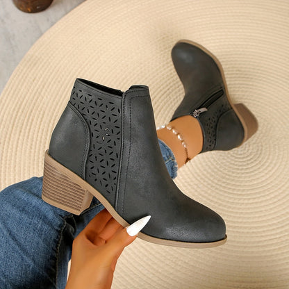 Damen Stiefeletten Bequem Schnell Reißverschluss