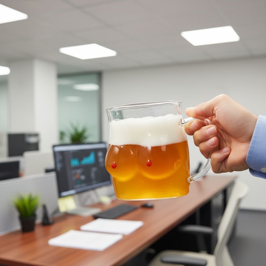Lustige Tasse Doppelwandig Glas Form Chesty Design