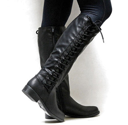 Damenstiefel Hoch Schnürstiefel Elegante Frauenstiefel