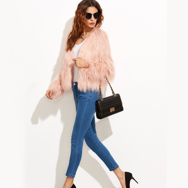 Kunstpelzjacke Damen Flauschig Lässig Oversized