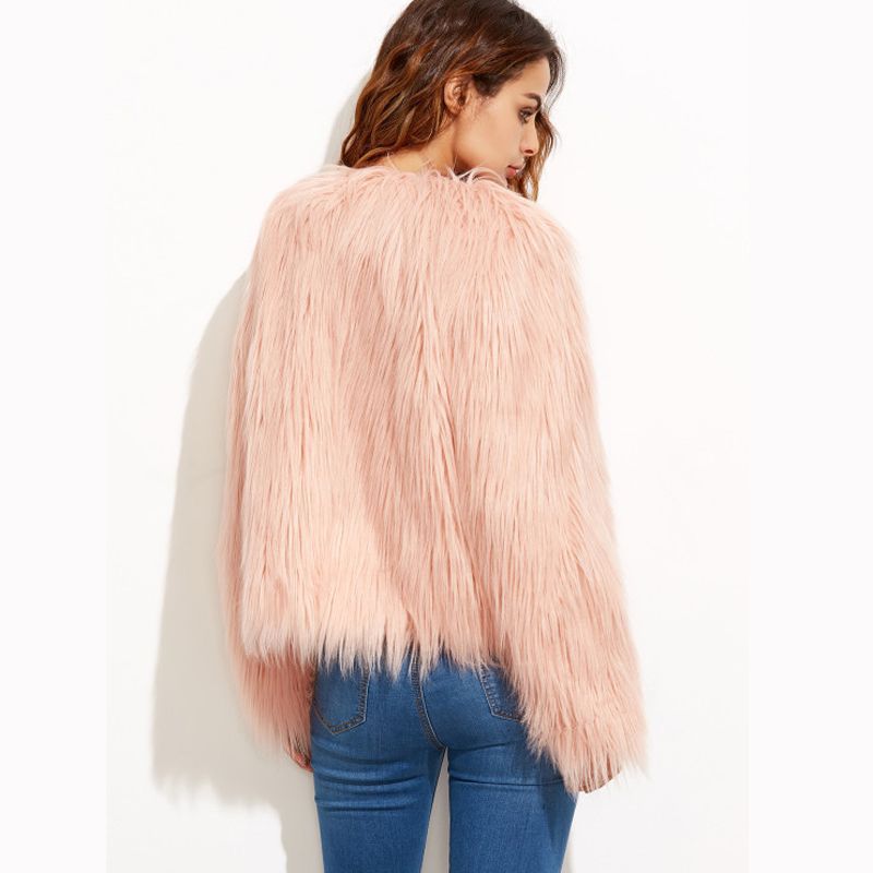 Kunstpelzjacke Damen Flauschig Lässig Oversized