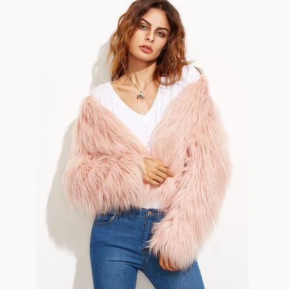 Kunstpelzjacke Damen Flauschig Lässig Oversized - BerlinGlamour