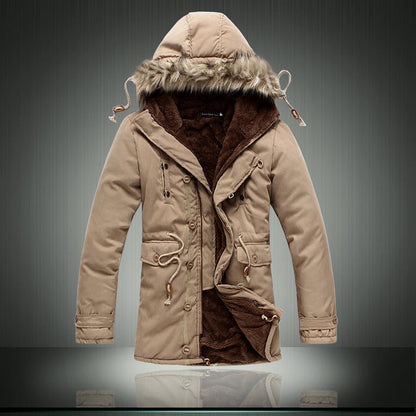 Herren Parka Jacke Gefüttert Abnehmbarer Fellkragen Warm
