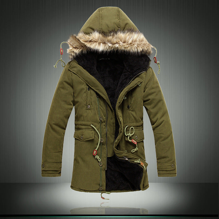 Herren Parka Jacke Gefüttert Abnehmbarer Fellkragen Warm - BerlinGlamour