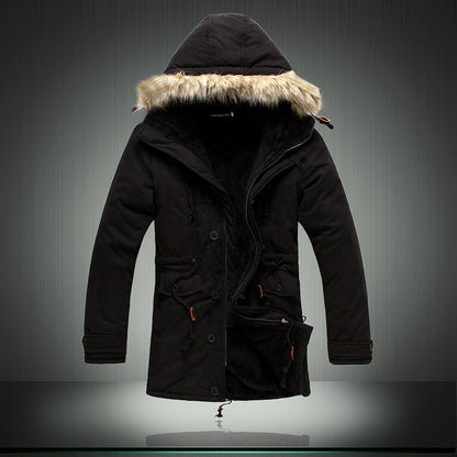 Herren Parka Jacke Gefüttert Abnehmbarer Fellkragen Warm