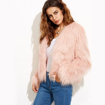Kunstpelzjacke Damen Flauschig Lässig Oversized