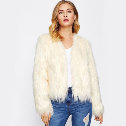 Kunstpelzjacke Damen Flauschig Lässig Oversized