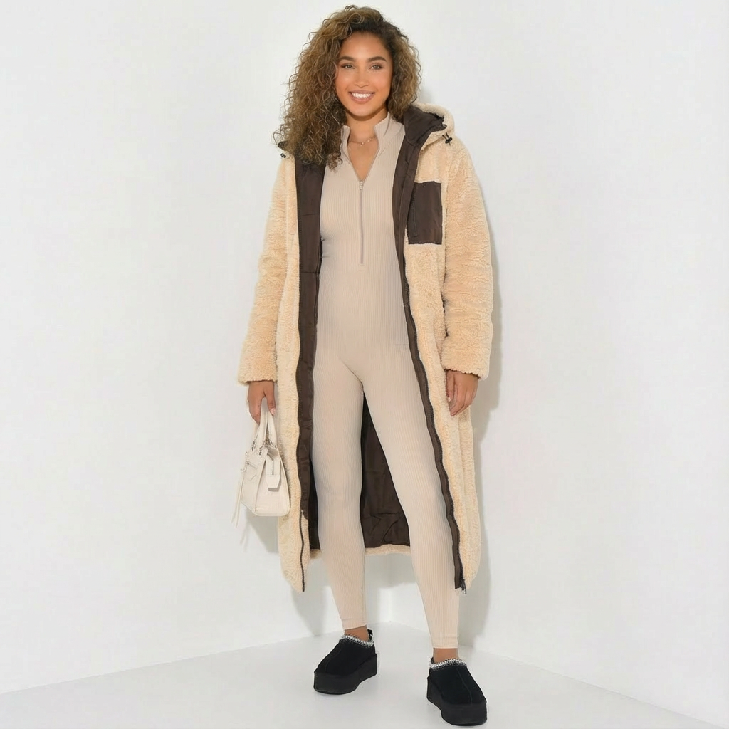 Damenjacke reversibel lang mit warmem Innenfutter