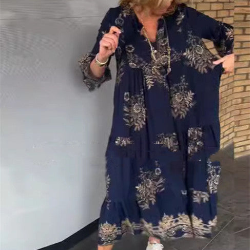 Bohemian Kleid mit V-Ausschnitt, Knöpfen und langen Ärmeln von BerlinGlamour