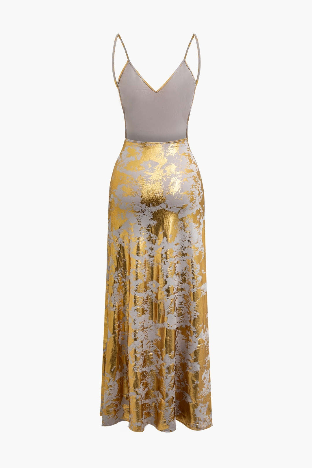 Goldenes Abendkleid Damen Spaghettiträger Elegant