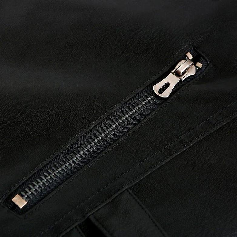 Lederjacke Herren Biker Style Schwarz