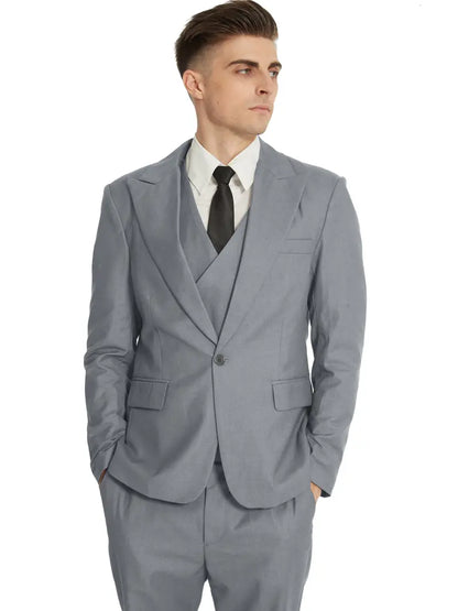 Herren Anzug Set 3-teilig Business Blazer Hose Weste