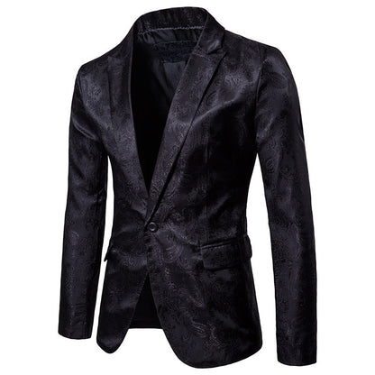 Herren Blazer Elegant Jacquard Schwarz Modern