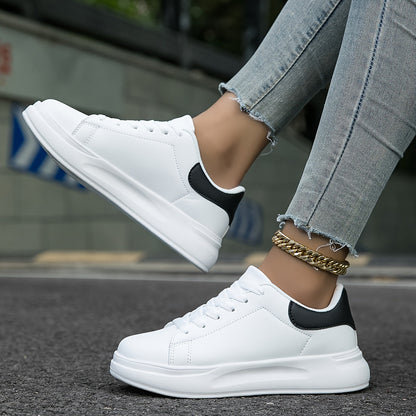 Damen Sneaker Weiß Glatt Schnürsenkel