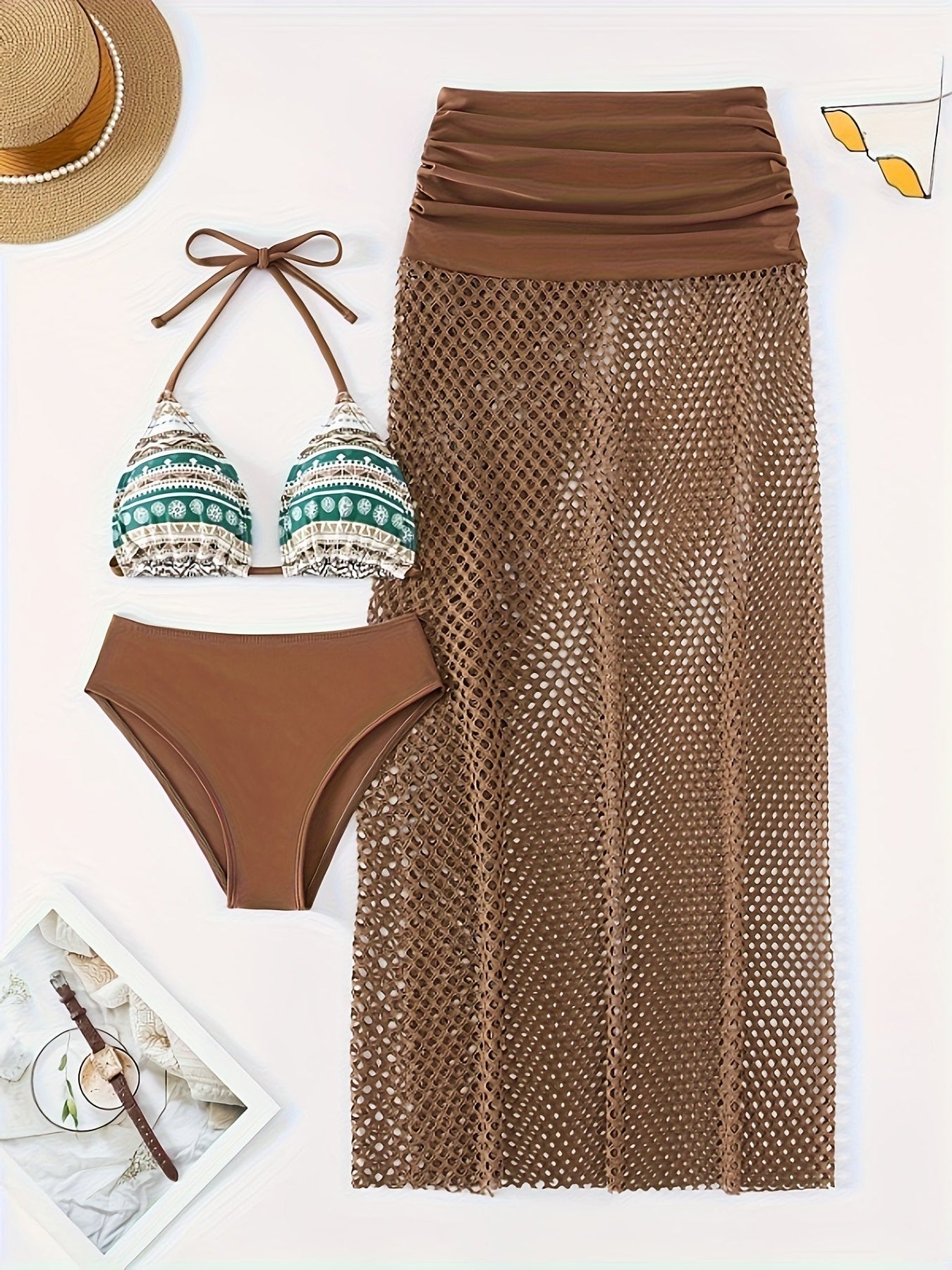 Bikini Set Damen Tribal Print Dreiteilig Sommer - BerlinGlamour