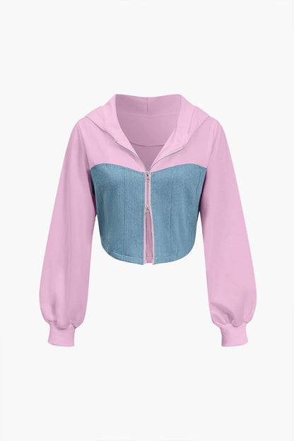 Sportliches Zweiteiler-Set Denim Look Frauen