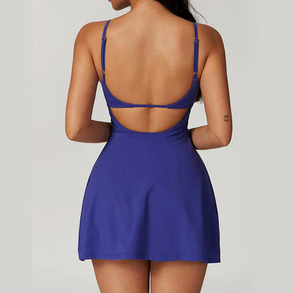 Damen Tennis Kleid mit Shorts Sportlich Elegant