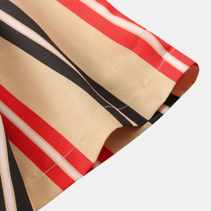Herren Kurzarm Hemd Retro Druck Gesteift Modern