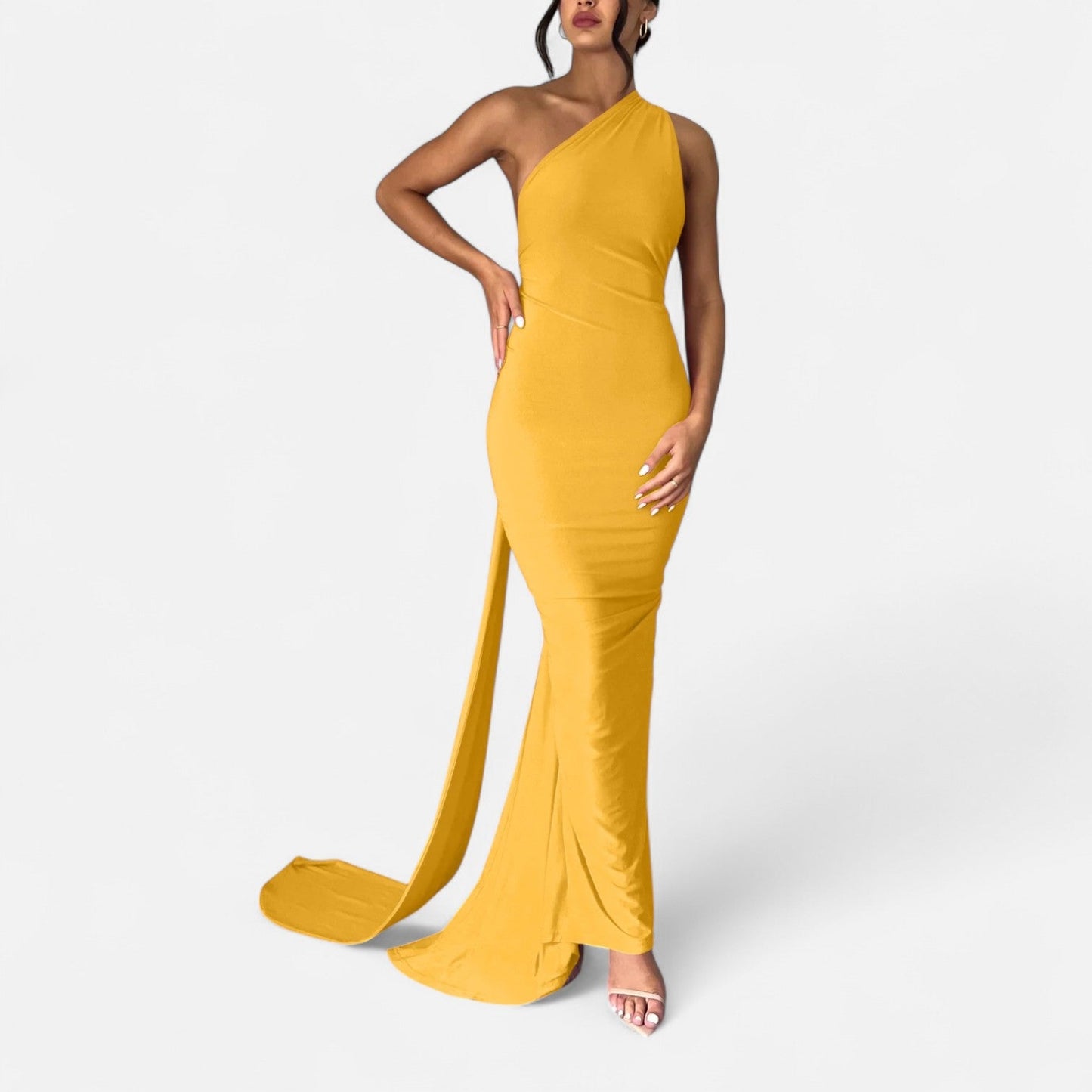 Damen Maxikleid Ein Schulter Neckholder Sommerkleid