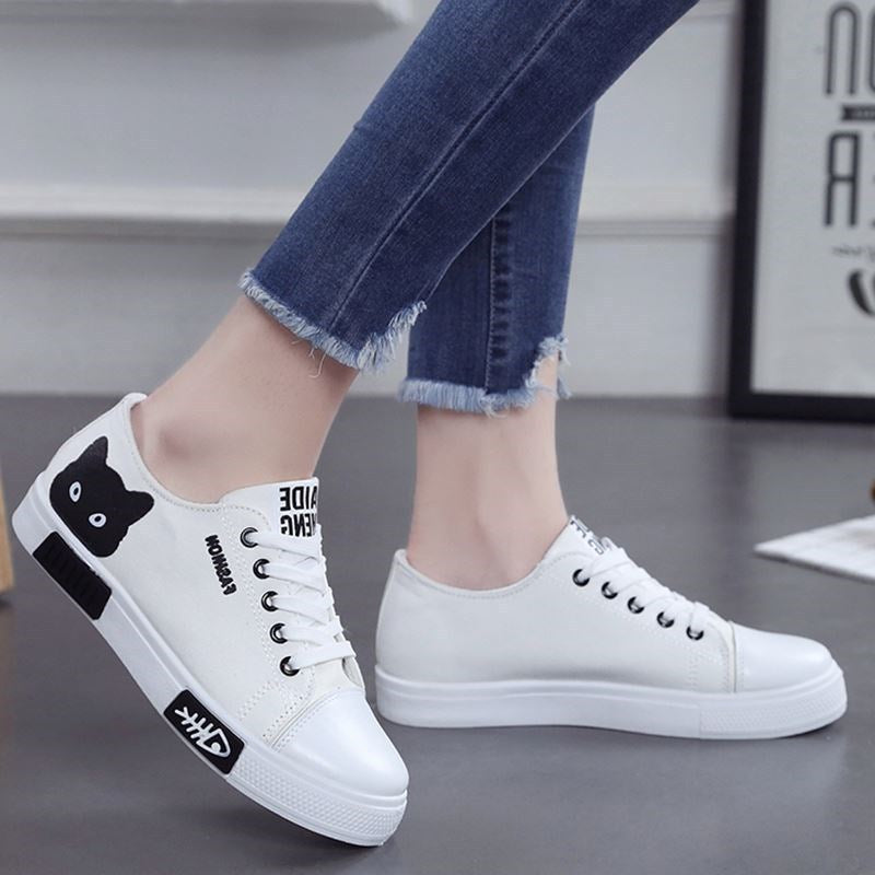 Bequeme Sneaker Schuhe Unisex Canvas Weiße Mode