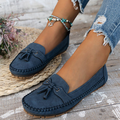 Damen Slipper Wildleder Quasten Detail Elegannt