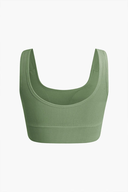 Sport-Set Damen Nahtlos Crop-Top Yoga-Shorts