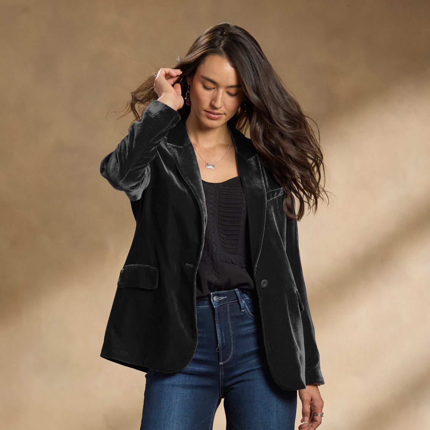 Herbstjacke Damen Samtjacke Gestickt Modern