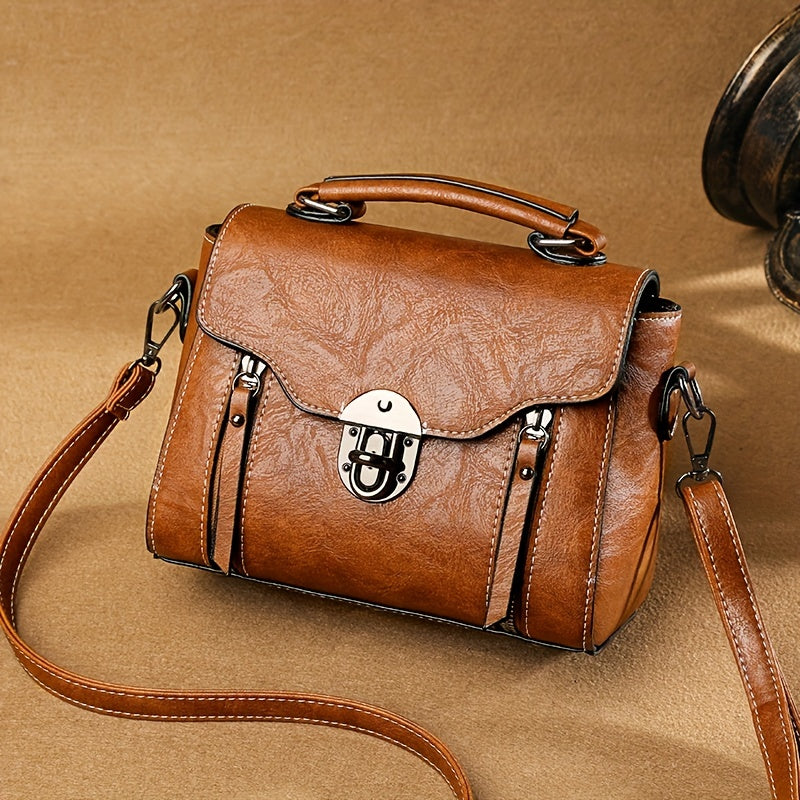 Damen Handtasche Vintage Klappe Leder