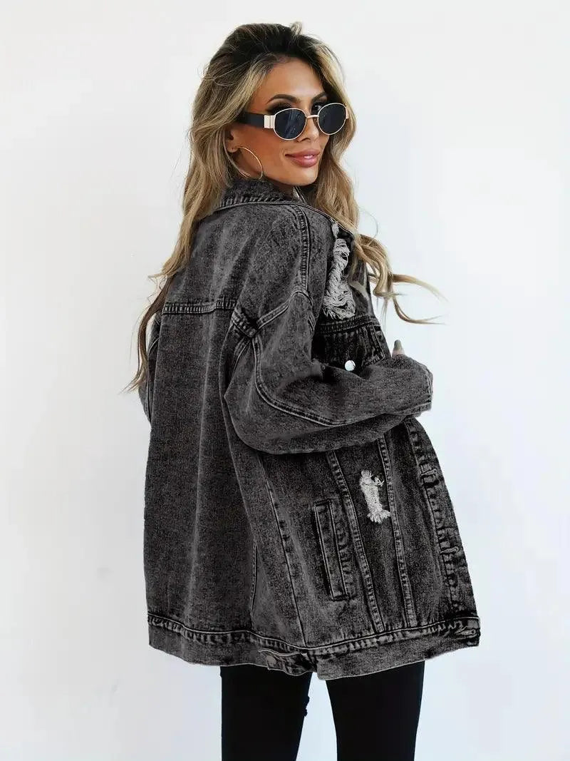 Große Damen Jeansjacke Oversized Trendy
